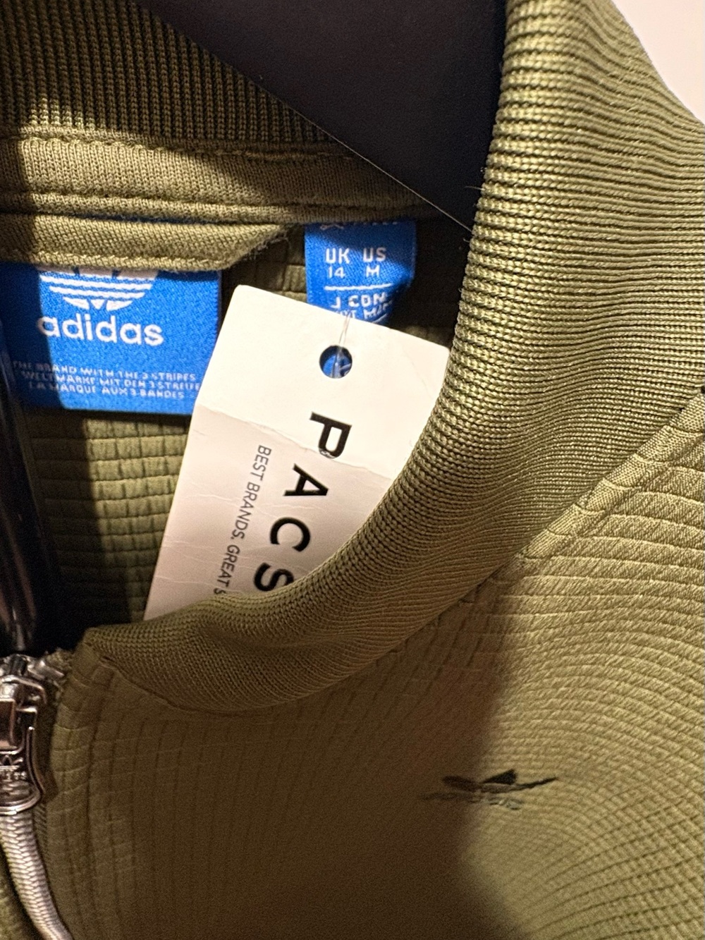 adidas Olive Zip-Up Ribbed Womens Sweater Jacket M - Picture 4 of 6